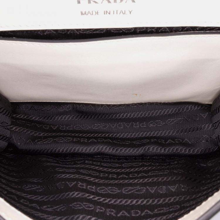 Pre Owned Prada White City Calf Plex Ribbon Bag