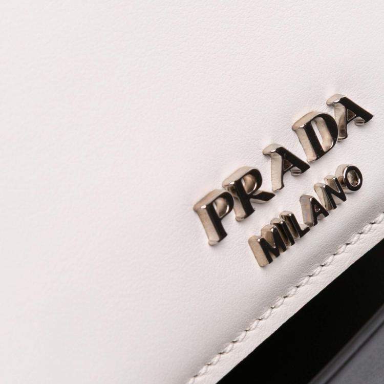 Pre Owned Prada White City Calf Plex Ribbon Bag