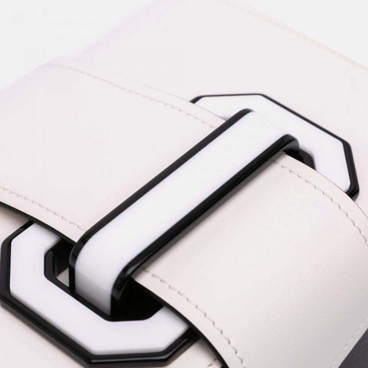 Pre Owned Prada White City Calf Plex Ribbon Bag