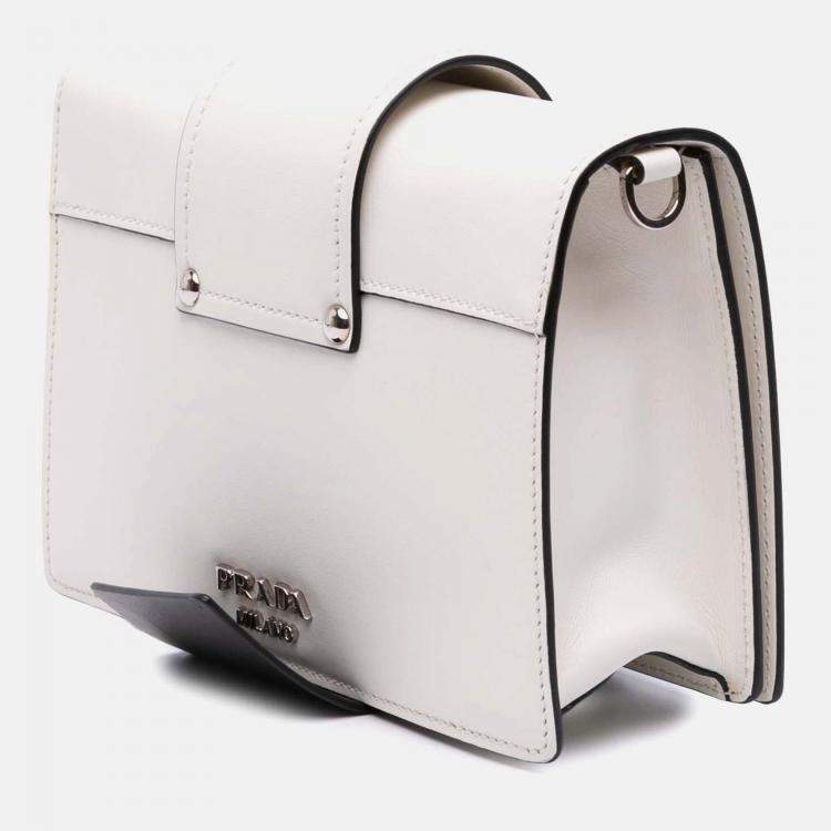 Pre Owned Prada White City Calf Plex Ribbon Bag