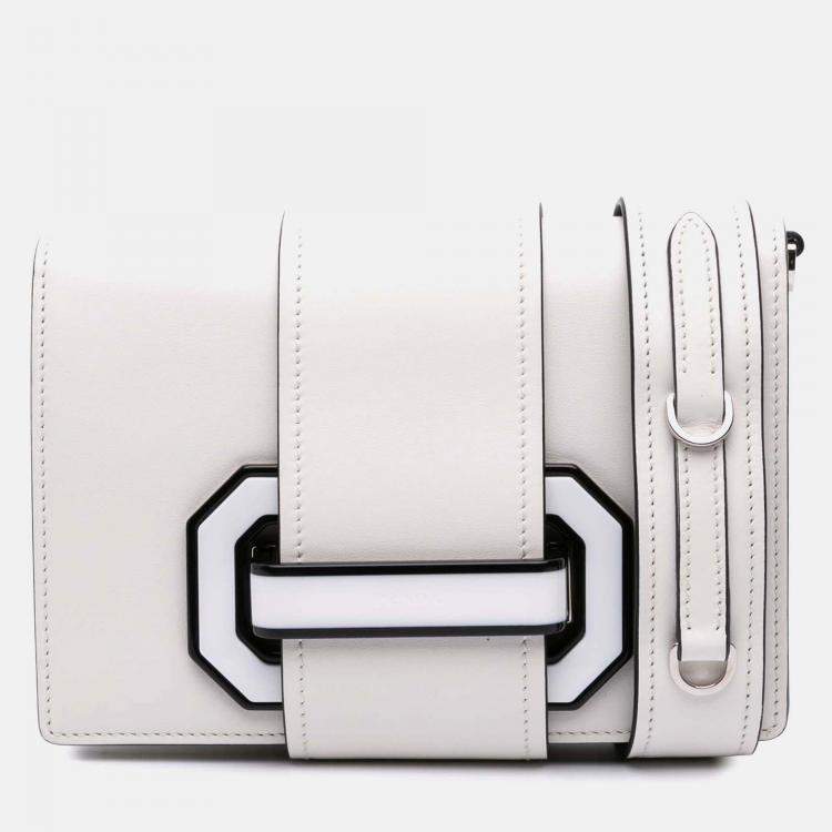 Pre Owned Prada White City Calf Plex Ribbon Bag