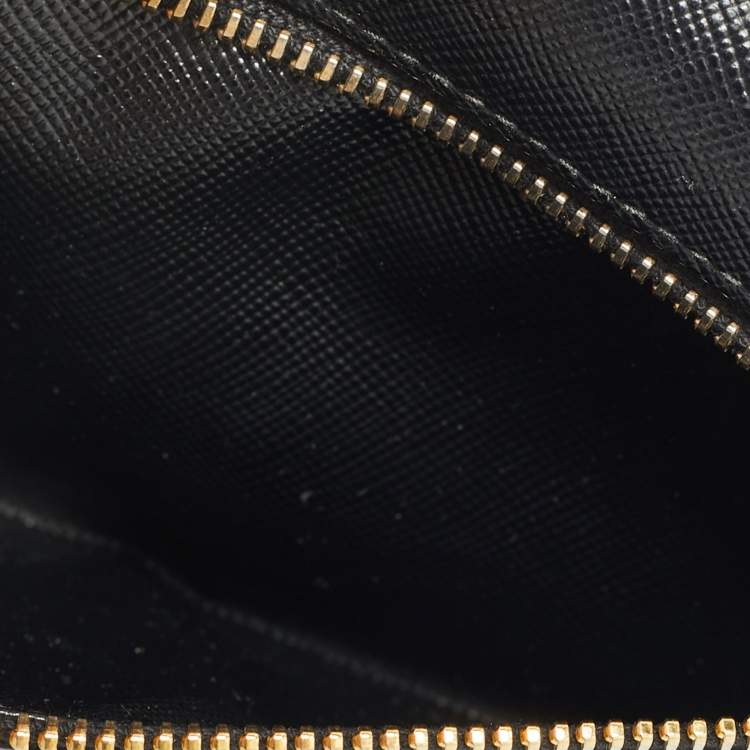Pre Owned Prada Black Saffiano Lux Leather Logo Trifold Wallet