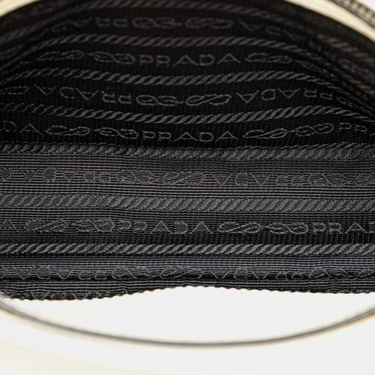 Pre Owned Prada White Glace Calfskin Studded Crossbody