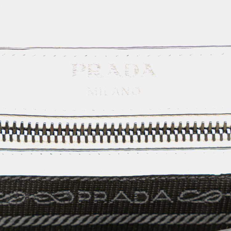 Pre Owned Prada White Glace Calfskin Studded Crossbody