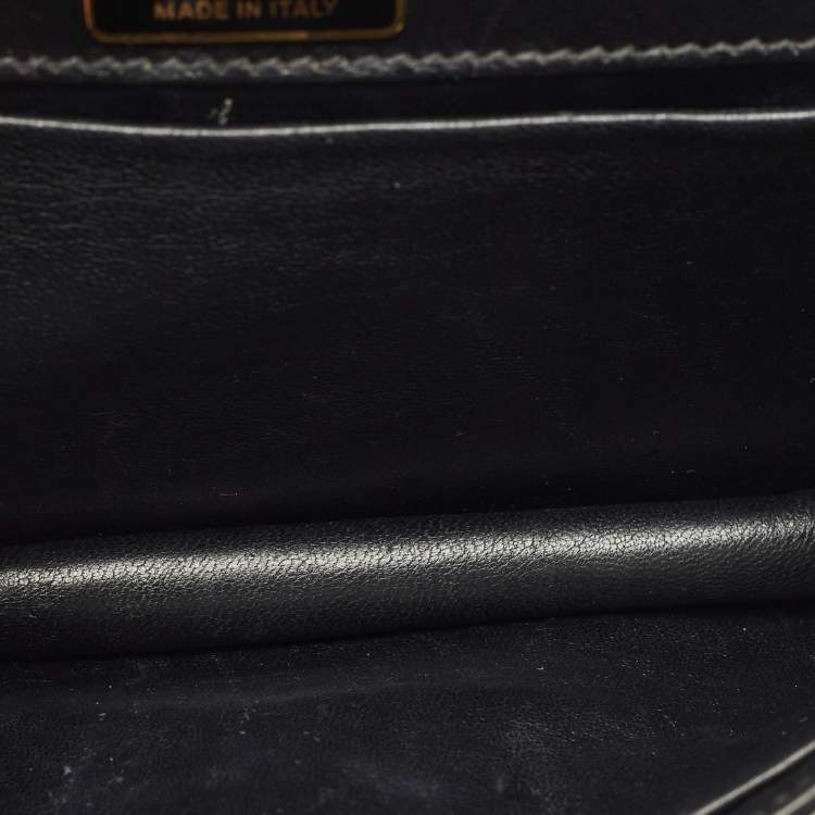 Pre Owned Prada Black Crocodile and Leather Cahier Chain Clutch