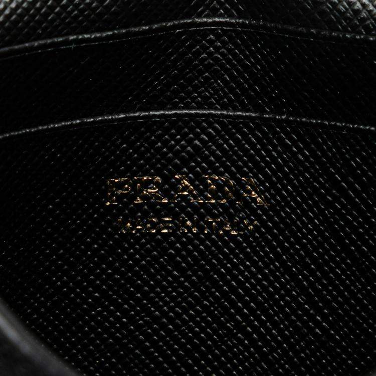 Pre Owned Prada Black Saffiano Card Holder On Chain