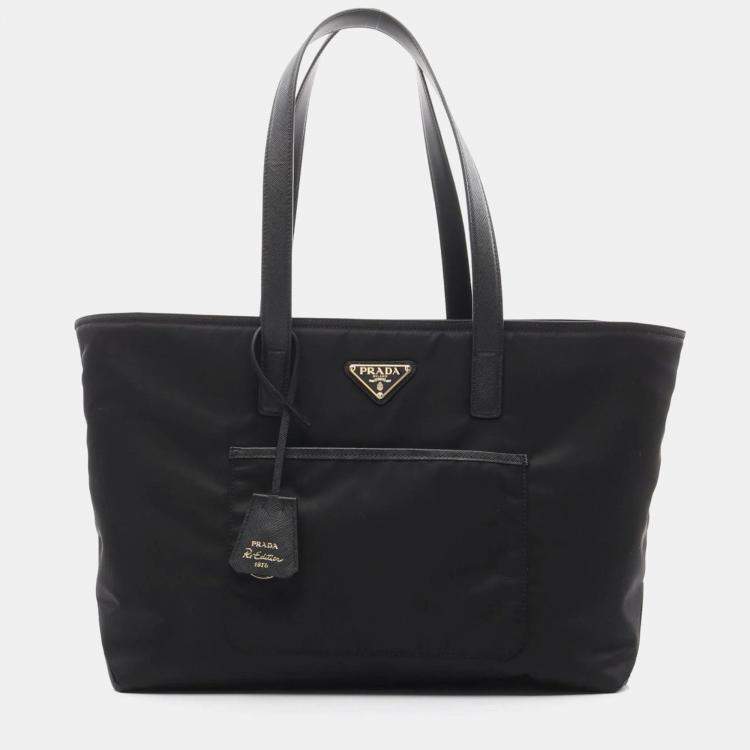 Pre Owned Prada Re-Edition 1978 Black Re-Nylon Saffiano Leather Bag
