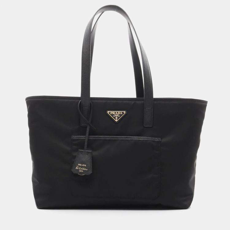 Pre Owned Prada Re-Edition 1978 Black Re-Nylon Saffiano Leather Bag