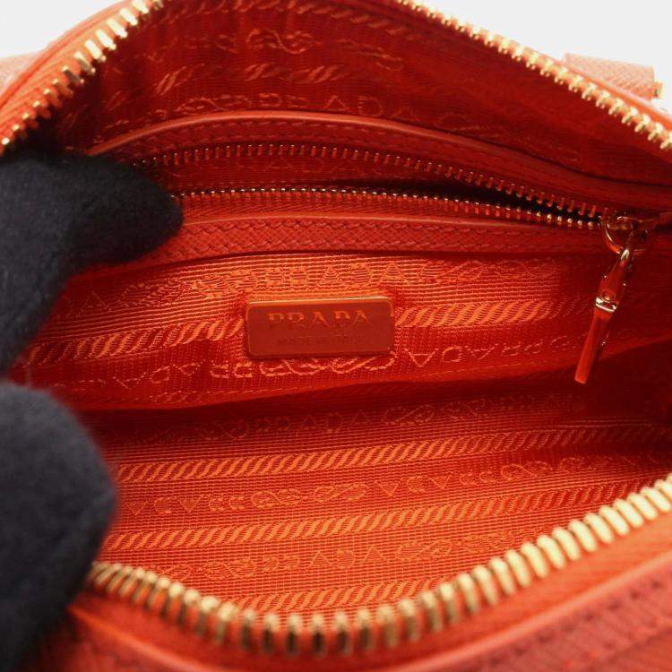 Pre Owned Prada Lux Orange Saffiano Leather Handbag