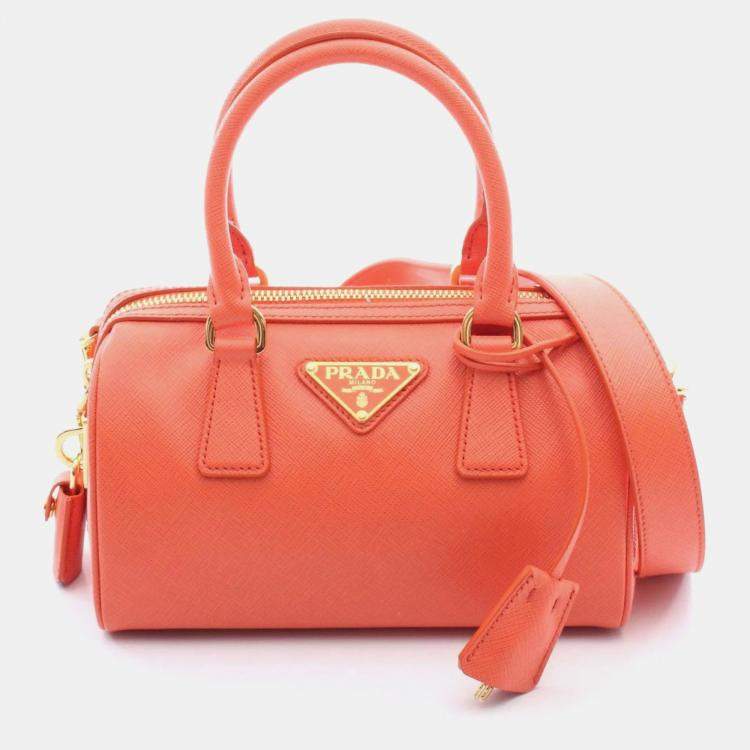 Pre Owned Prada Lux Orange Saffiano Leather Handbag