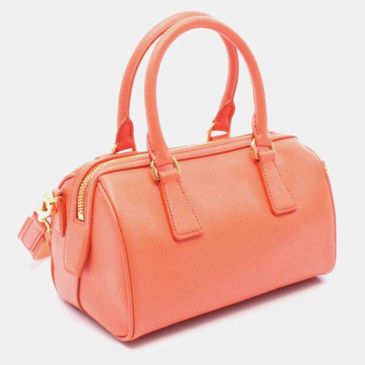 Pre Owned Prada Lux Orange Saffiano Leather Handbag