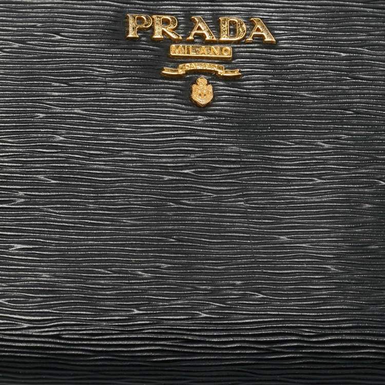 Pre Owned Prada Black Move Leather Leather Zip Coin Purse