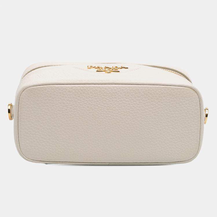 Pre Owned Prada White Mini Vitello Daino Vanity Bag