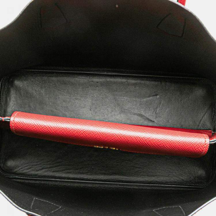 Pre Owned Prada Red Medium Saffiano Cuir Double Satchel