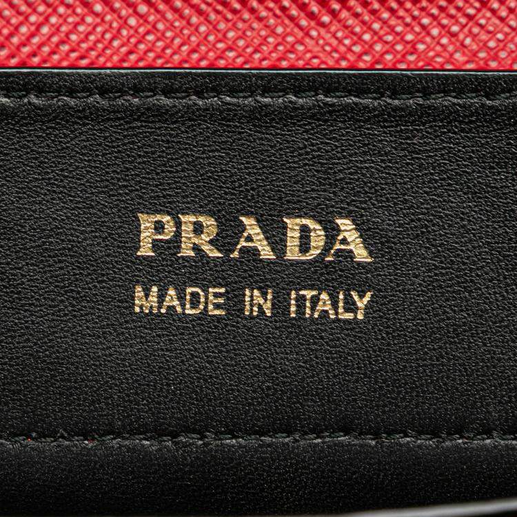 Pre Owned Prada Red Medium Saffiano Cuir Double Satchel