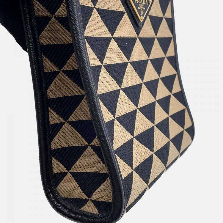 Pre Owned Prada Symbol Embroideryfabric Mini Bag Black/Beige Canvas