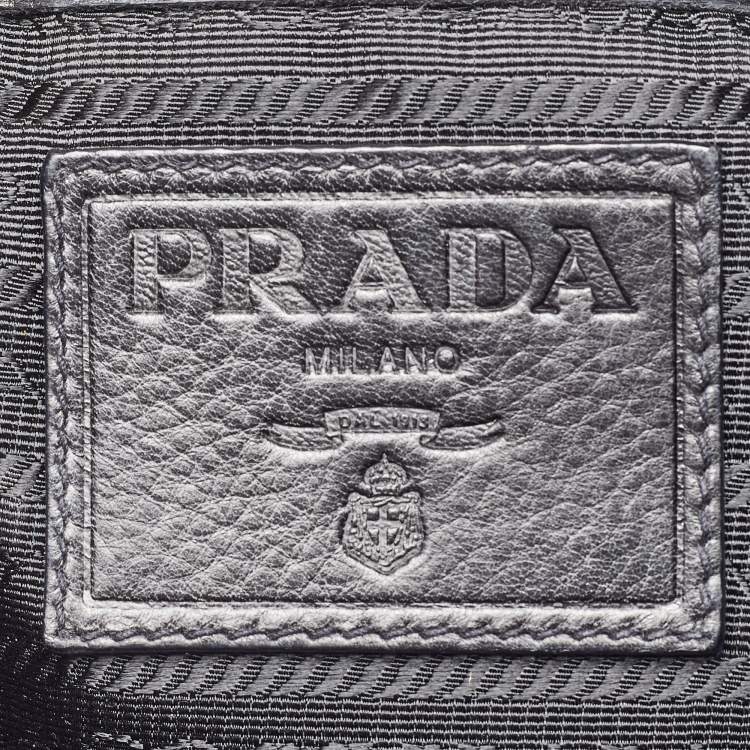 Pre Owned Prada Black Leather Cervo Drawstring Bag