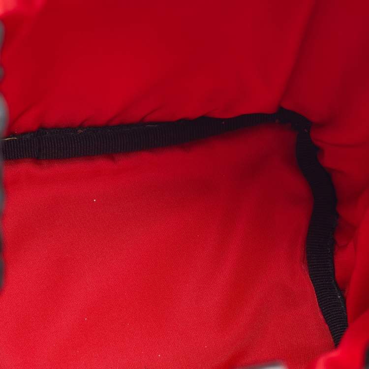 Pre Owned Prada Black/Red Nylon and Leather Puffer Cargo Pocket Shoulder Bag