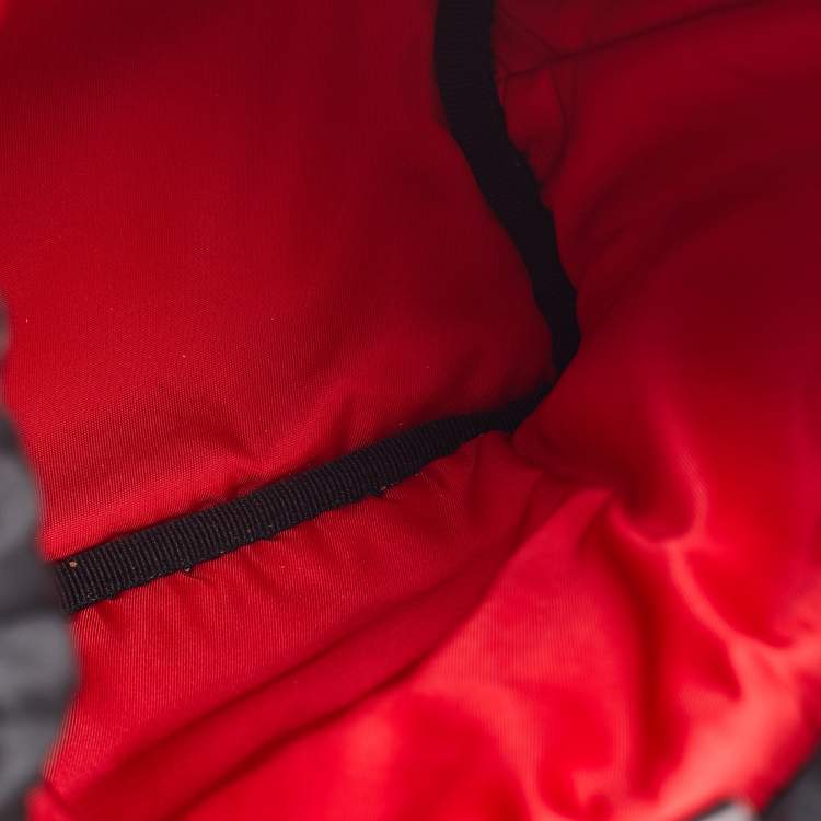 Pre Owned Prada Black/Red Nylon and Leather Puffer Cargo Pocket Shoulder Bag