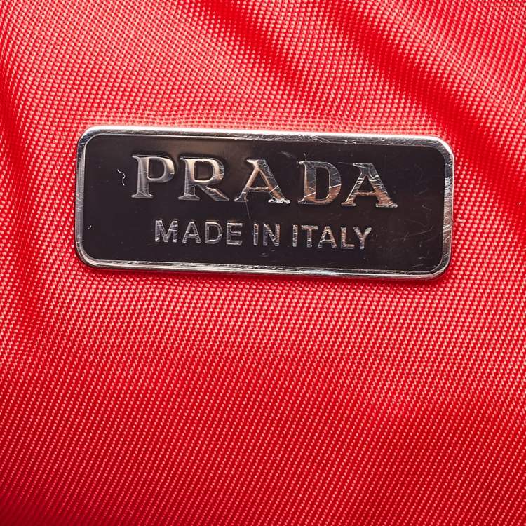 Pre Owned Prada Black/Red Nylon and Leather Puffer Cargo Pocket Shoulder Bag