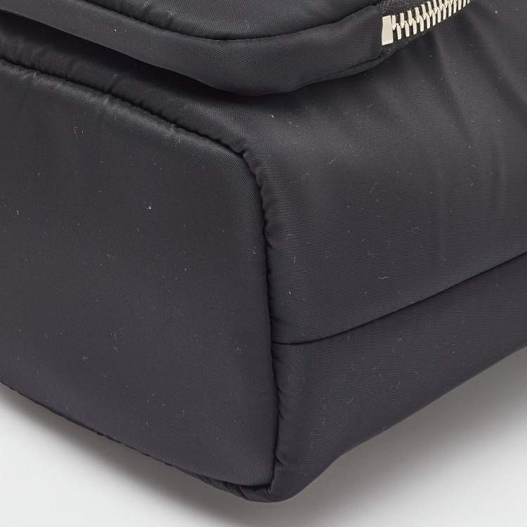 Pre Owned Prada Black/Red Nylon and Leather Puffer Cargo Pocket Shoulder Bag