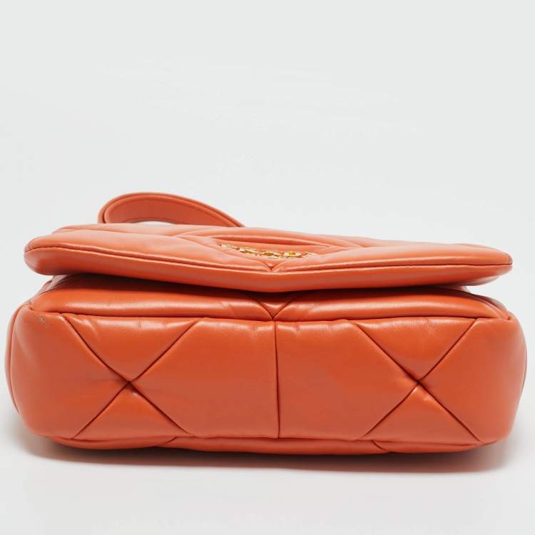 Pre Owned Prada Orange Nappa Leather Patchwork System Shoulder Bag