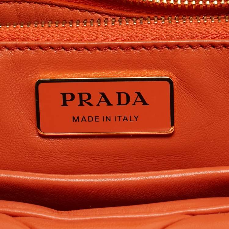 Pre Owned Prada Orange Nappa Leather Patchwork System Shoulder Bag