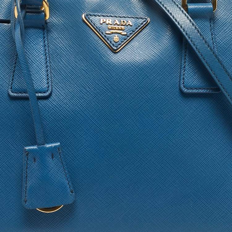Pre Owned Prada Blue Saffiano Leather Medium Promenade Satchel