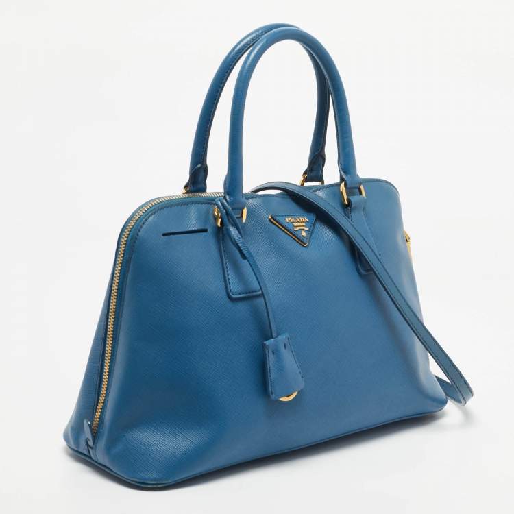 Pre Owned Prada Blue Saffiano Leather Medium Promenade Satchel