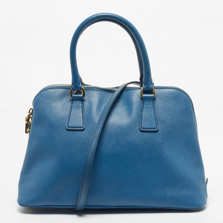 Pre Owned Prada Blue Saffiano Leather Medium Promenade Satchel