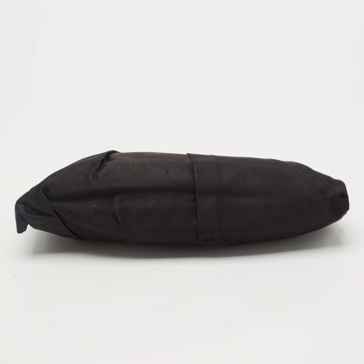 Pre Owned Prada Black Satin Pleated Frame Clutch