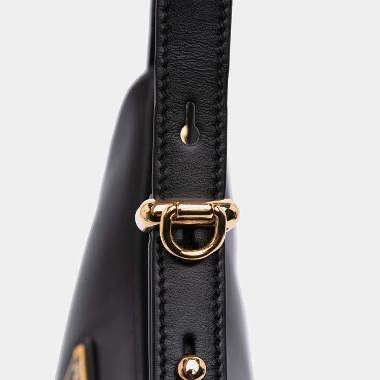 Pre Owned Prada Black Small Soft Calf Arque Satchel