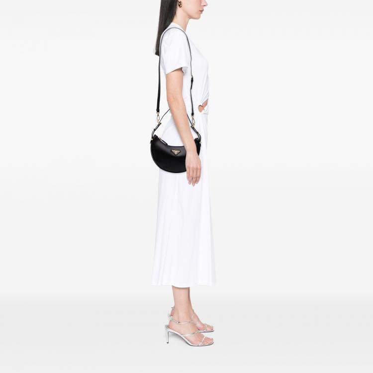 Pre Owned Prada Black Small Soft Calf Arque Satchel