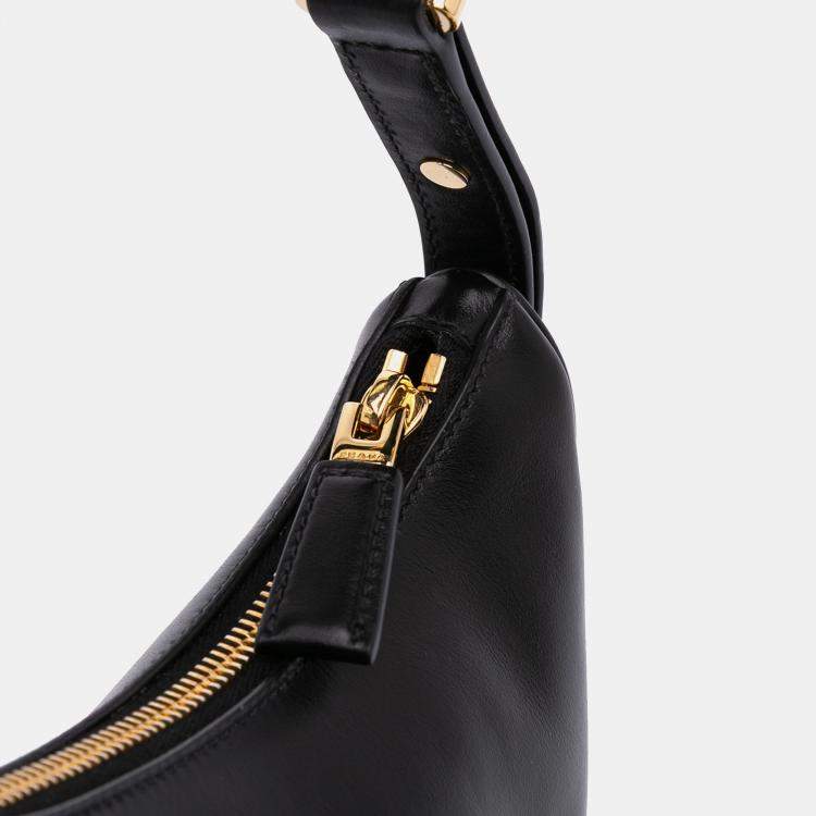 Pre Owned Prada Black Small Soft Calf Arque Satchel
