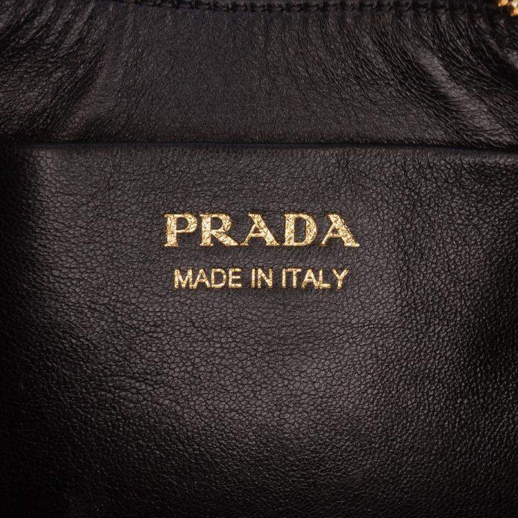Pre Owned Prada Black Small Soft Calf Arque Satchel