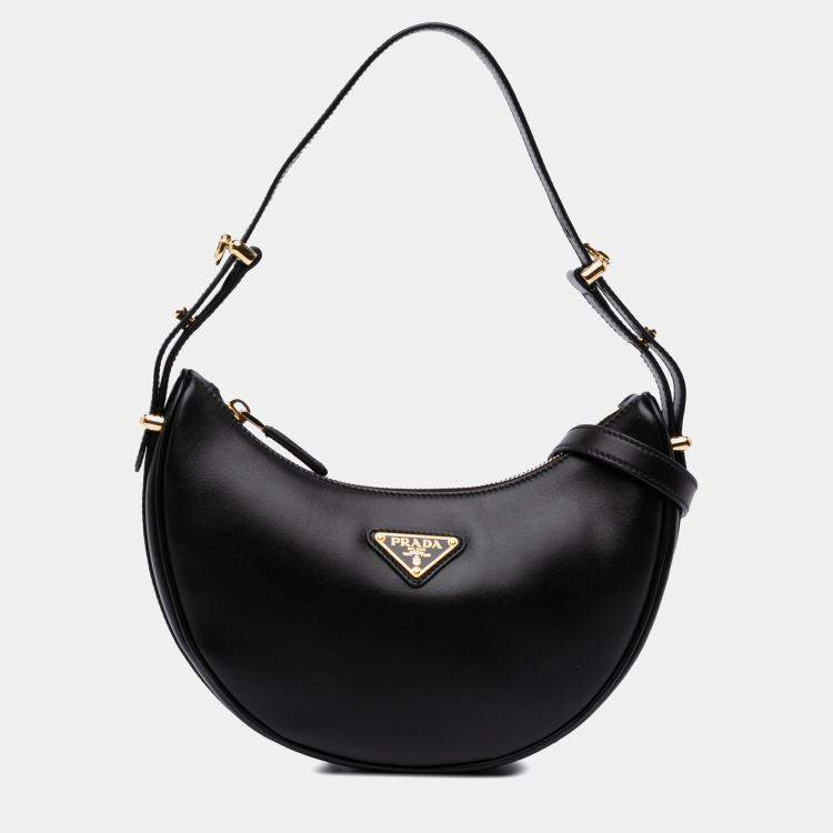 Pre Owned Prada Black Small Soft Calf Arque Satchel