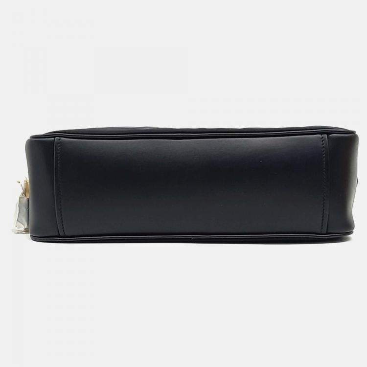 Pre Owned Prada Black Leather Re-Nylon Vitello Shoulder Bag