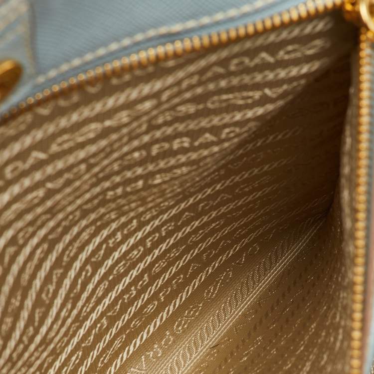 Pre Owned Prada Light Blue/White Saffiano Lux Leather Large Shopper Tote