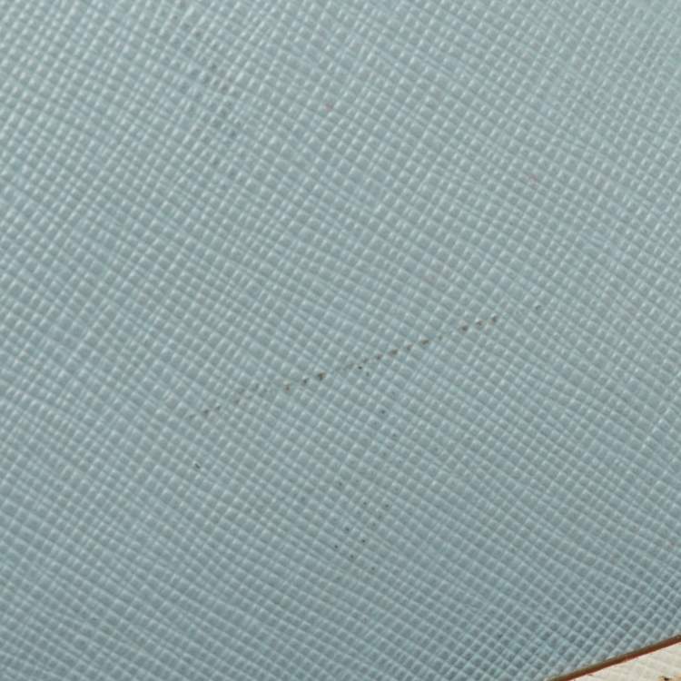 Pre Owned Prada Light Blue/White Saffiano Lux Leather Large Shopper Tote