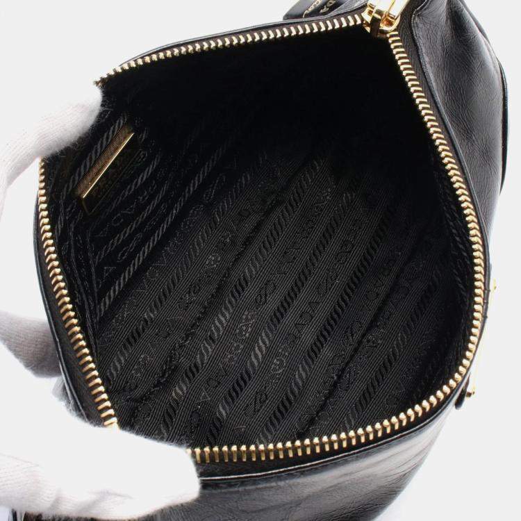 Pre Owned Prada Re-Edition 2002 Medium Black Leather Shoulder Bag