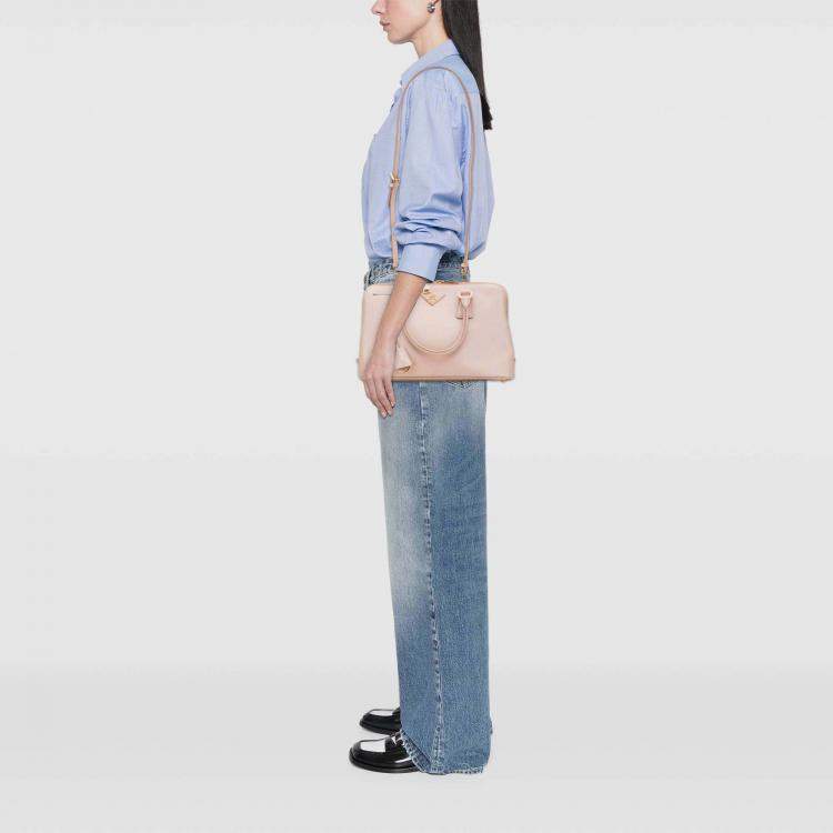 Pre Owned Prada Pink Medium Saffiano Lux Promenade Satchel
