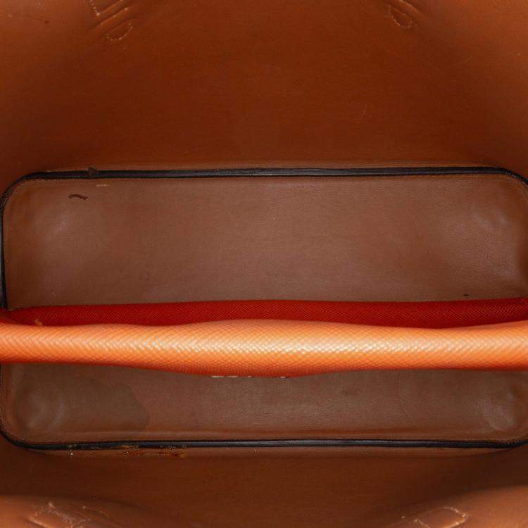 Pre Owned Prada Orange Medium Saffiano Cuir Double Satchel