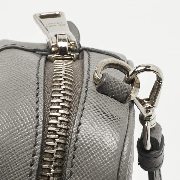 Pre Owned Prada Grey Saffiano Leather Mini Camera Crossbody Bag