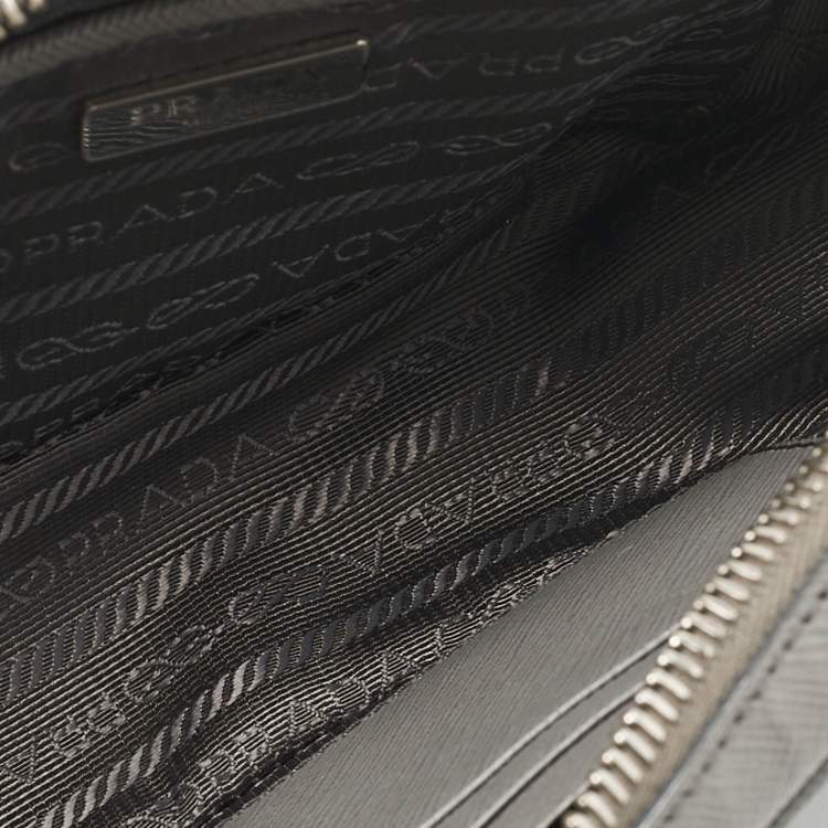 Pre Owned Prada Grey Saffiano Leather Mini Camera Crossbody Bag