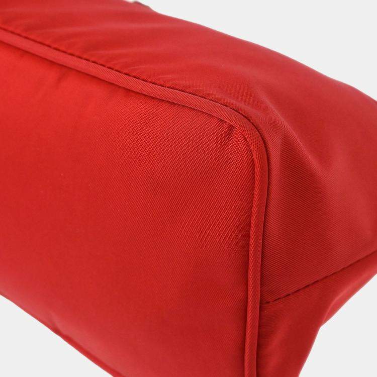 Pre Owned Prada Red Nylon Hobo Bag