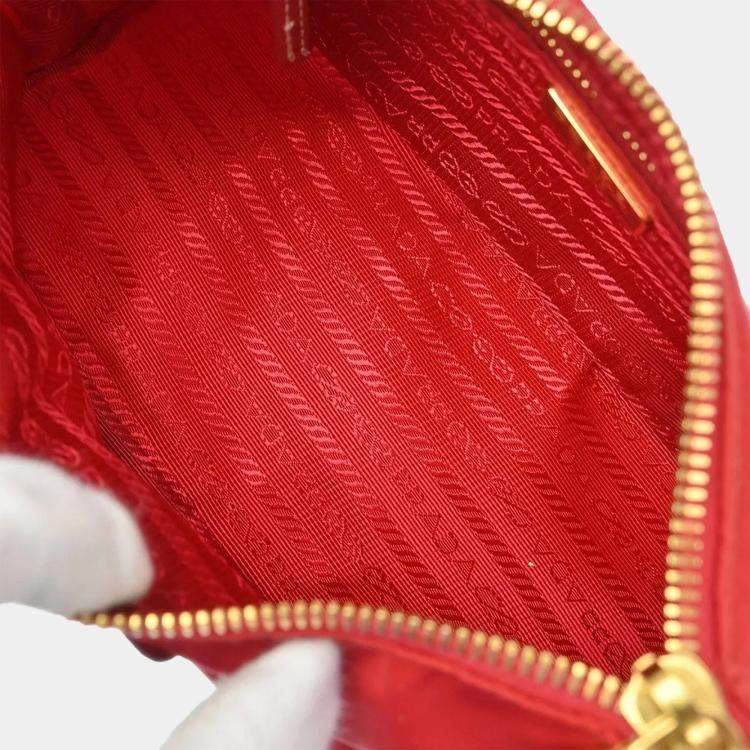 Pre Owned Prada Red Nylon Hobo Bag