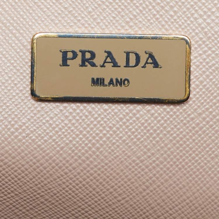 Pre Owned Prada Nude Saffino Leather Medium Double Zip Tote