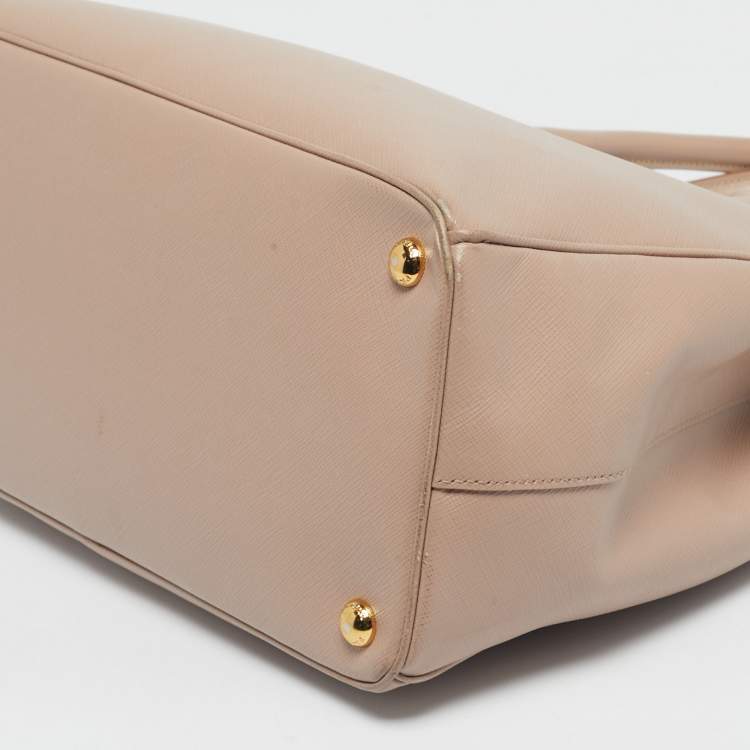 Pre Owned Prada Nude Saffino Leather Medium Double Zip Tote
