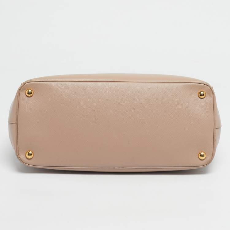 Pre Owned Prada Nude Saffino Leather Medium Double Zip Tote