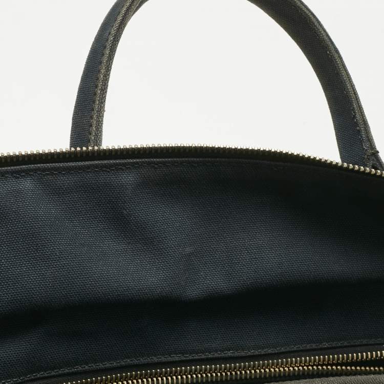 Pre Owned Prada Black Wicker and Canvas Large Midollino Tote